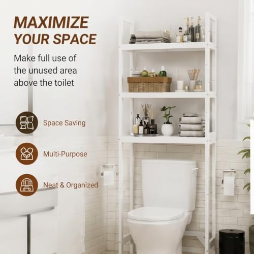 3-Tier wood over the Toilet Storage Cabinet , Simple Bathroom Storage rack - Image 4