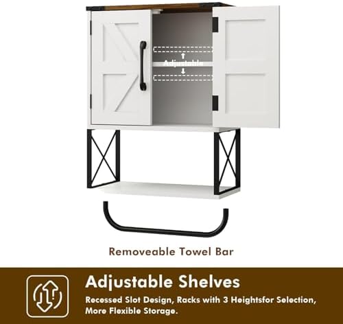 RUSTOWN Farmhouse Medicine Cabinet with 2 Barn Door, Bathroom Wall Cabinet - Image 7