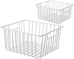 Slideep Freezer Baskets Storage Basket Organizers, Deep Wire Farmhouse Bins Container with Handles for Kitchen, Pantry, Cabinet, Car, Bathroom Pearl White, 4 Pack - Image 5