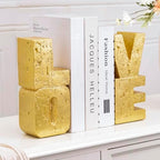 Book Ends Decorative Love Design,Modern Heavy Duty Gold Bookends for Shelve - Image 4