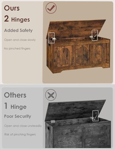 DINZI LVJ Storage Chest, Wooden Toy Box, Rustic Brown 39.4" L - Image 5