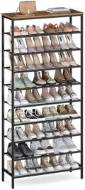 VASAGLE Shoe Rack with 9 Mesh Shelves and 1 Large Top for Bags, Steel Frame by VASAGLEbySONGMICSHOME
