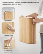 Bamboo Toilet Paper Storage Basket with Lid & Handle - 32L Large Capacity Handwoven Bathroom Organizer for 16 Rolls - Sturdy Stand Holder for Toilet Paper Organization, Natural - Image 4