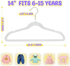 Flottian 50 Pack Kids Velvet Hangers 14",Kids Hangers-360 Swivel Gold Hook - Image 2