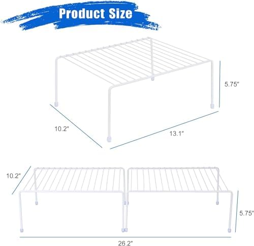 Medium (13.1 x 10.2 Inch) Cabinet Storage Shelf Rack, 6 Shelves, Kitchen Counter and Cabinet Shelf, Storage Rack Organizer for Kitchen, Fridge, Cabinet, Bathroom Cupboard & Pantry, White - Image 3