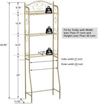 HOME BI Over The Toilet Storage Shelf, 3-Tier Over Toilet Bathroom Organizer Rack, Freestanding Space Saver Toilet Stands with Hooks (Gold) - Image 3