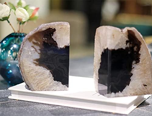 Agate Geode Stone Bookends Heavy Duty Crystal Book Holders Decorative - Image 5