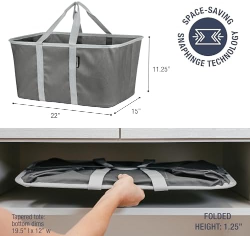 CleverMade Collapsible Laundry Baskets, 50L Tote 2 Pack, Charcoal - Image 2