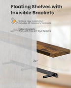 Amada 35.4" Floating Shelves for Wall Decor & Storage, Set of 3, Brown - Image 7
