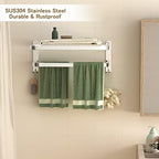 15 Inch Bathroom Towel Rack Towel Shelf with Double Towel Bars Lavatory Wall Mount Holder with Hooks Stainless Steel Hotel Bath Rack - Image 5