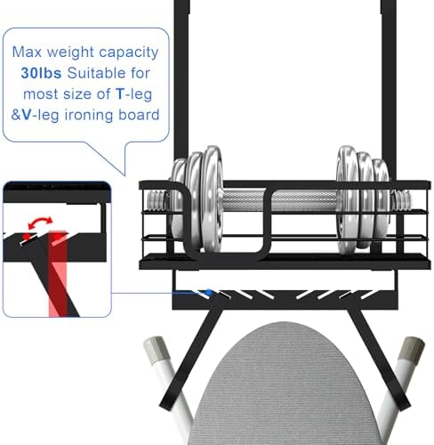 TJ.MOREE Over the Door/Wall Mount Ironing Board Hanger, Laundry Room Iron and Ironing Board Caddy Storage for Water Mister, Fabric Sprays, Laundry Detergent - Image 6