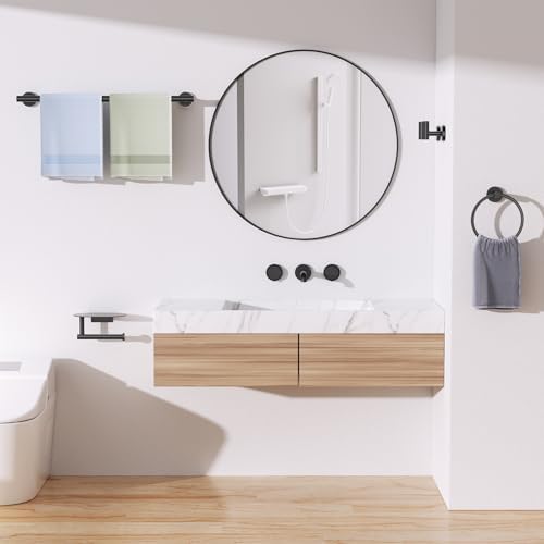 TURS Matte Black 5 Piece Bathroom Hardware Set, SUS304 Stainless Steel Bath Towel Bar Set, Bathroom Towel Rack Set Wall Mounted - Image 6