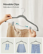 SONGMICS 20-Pack Pants Hangers, Velvet Hangers with Adjustable Clips - Image 3