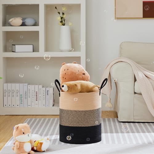 VIPOSCO 53L Tall Woven Laundry Basket Hamper, Brown Black - Image 2