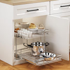2 Tier Individual Pull Out Cabinet Organizer 22½" W x 21½" D, Heavy Duty Cabinet Pull Out Shelves, Slide Out Drawers Organization for Kitchen Cabinets Bathroom - Image 5