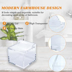 Qtip Holder with Lid Cotton Balls Swab Organizer Acrylic Cotton Square Pads Holder, Paper Towel Holder Countertop Clear Acrylic Paper Towel Dispenser, Premium Arcylic Paper Towel Holder Stand - Image 4