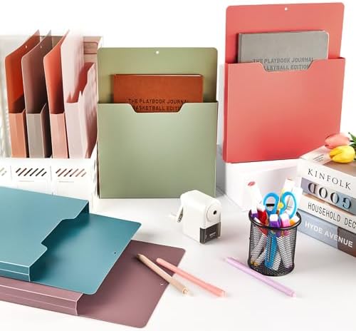 gisgfim 8 Pcs Magnetic Wall File Organizer Magnetic File Paper Holder Hanging Refrigerator Magazine Mail Holder for Planners Letters Documents Whiteboard Classroom Office Home (Retro,10 x 13 Inch) - Image 4