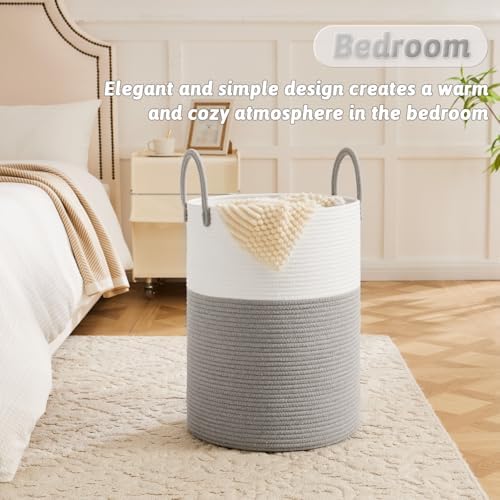 Artfeel Laundry Basket,Woven Cotton Rope Laundry Hamper,60L for Decorative Storage of Dirty Clothes,Toys and Blankets in Bathroom,Baby Room and Living Room - Image 4
