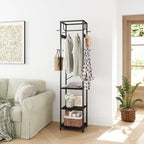 ELYKEN Coat Rack Freestanding, Hall Tree with 3 Shelves and 12 Hooks, Black - Image 5
