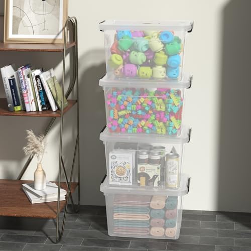 4-Pack Latching Box with Handle, 20L Clear Plastic Storage Bins - Image 5