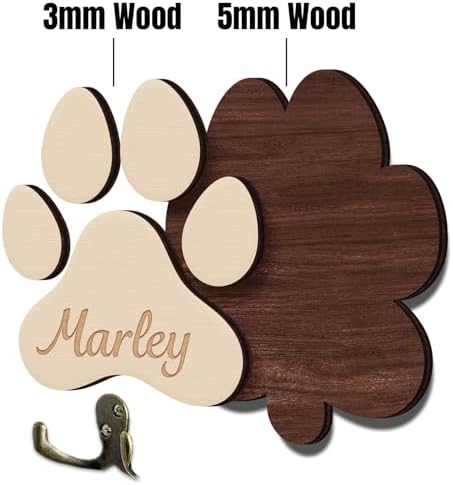 Personalized Dog Leash Holder, Custom Dog Paw Harness Wall Hanger Organizer with Name, Decorative Hooks for Leashes, Keys, Collars, Leash Rack Wall Mount for Entryway, Hallway, Gift for Pet Lovers - Image 2