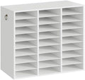 HOOBRO Literature Organizer, 27 Compartments Wooden Mail Organizer, Countertop Literature Sorter with Adjustable Shelves for Home, Office, School, Student Mailbox for Classroom, White WT27WF01 by HOOBRO
