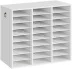 HOOBRO Literature Organizer, 27 Compartments Wooden Mail Organizer, Countertop Literature Sorter with Adjustable Shelves for Home, Office, School, Student Mailbox for Classroom, White WT27WF01 by HOOBRO