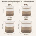OIAHOMY 80L Laundry Basket Laundry Hamper Nursery Hamper Gradient Dark - Image 6