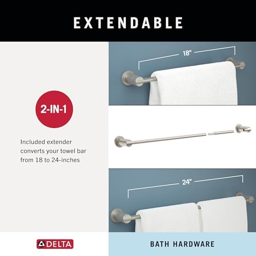 Delta 4-Piece Polished Chrome Bathroom Set Towel Rack, Ring, Toilet Paper Holder, Hook | Nicoli Bath Accessories - Image 5