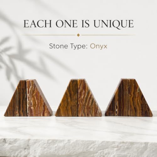 Koville Onyx Bookends for Shelves, Large Marble Bookends for Heavy Books, Non-Slip Heavy Duty Book Stopper for CD/Movies, Aesthetic Decorative Book Ends for Bookshelf Table Home Decor - Image 4