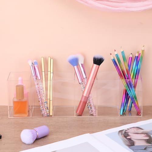 2 Pack Acrylic Pencil Holder 6 Compartments Clear Pen Organizer - Image 4