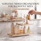 3-Tier Acrylic & Wood Bathroom Vanity Countertop Organizer Shelf - Image 3
