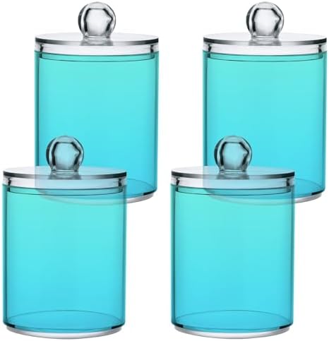 4 Pack Qtip Holder Dispenser with Lids,Green Gradient 3 Storage Containers,Bathroom Canisters Organizer for Cotton Ball,Cotton Swab,Cotton Round Pads,Floss 21214688 by Unknown