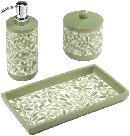Avanti Linens - 3 Pack Bathroom Set, Lotion Pump, Covered Jar & Vanity Tray by AvantiHomeSince1969