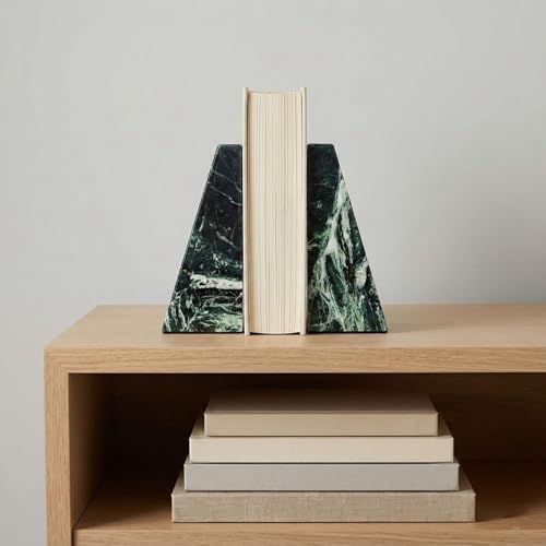 Natural Marble Bookends for Shelves,Office bookends for Heavy Books. Unique Brown Book Ends, Set of 2,Heavy Duty (Green) - Image 5