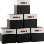 Ornavo Home 13x13 Foldable Fabric Storage Cube Bins, 6 Pack, White/Black by OrnavoHome