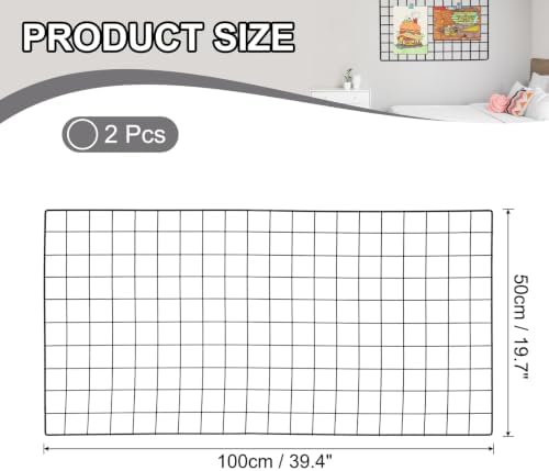 PATIKIL Wire Grid Panels Gridwall Panel 39" x 20" Black 2Pcs - Image 2
