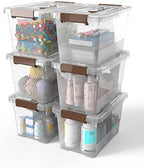 WYT 6-Pack Clear 7 Quart Storage Latch Box/Bins, Plastic Stackable Latching Box with Brown Handle and Lid, Multi-Purpose, 7 Litre - Image 7