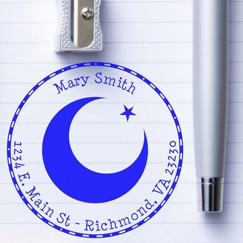 Ethereal Crescent Custom Pre-Inked Stamp for Home Address - Personalized Mailing Stamp, Ideal for Islamic School Teachers, Custom Made Mailing Stamp, 1-5/8 Size, & Portable, Easy to Use - Image 6