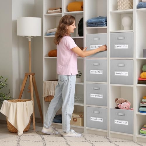 Fabric storage cubes (8 Pack) 11 Inch Cube Storage Bin, cube organizer bins with 8 Labels Window Cards & a Pen, Foldable cube organizer bins and Storage Box, Light Grey - Image 5