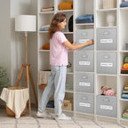 Fabric storage cubes (8 Pack) 13 Inch Cube Storage Bin, cube organizer bins with 8 Labels Window Cards & a Pen, Foldable cube organizer bins and Storage Box, Light Grey - Image 5