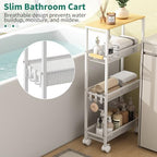 4-Tier Slim Utility Rolling Laundry Cart with Wheels, White - Image 6
