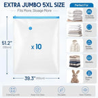 10 Pack Extra Jumbo Vacuum Storage Bags 51.2 x 39.3 Inch - Image 2