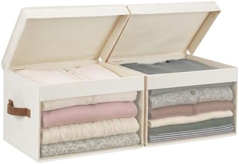 StorageWorks Fabric Storage Bins with Lids, Large Closet Storage Bins by StorageWorks