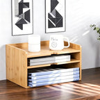 Bamboo Desk File Organizer, Stackable A4 Paper Tray Mail Holder for Office - Image 6