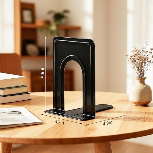 HappyHapi 12 Pairs Book Ends, Heavy Duty Bookends for Shelves, Black - Image 2