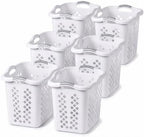Home Logic 2 Bushel Plastic Laundry Basket Lamper, Large Laundry Hamper with Handles, Ventilated Clothes Organizer for Bedroom Bathroom Closet, 6 Pack, White by HomeLogic