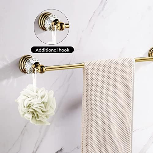 WINCASE Gold Towel Bar, Adjustable Crystal Towel Holder, Golden Finished Bathroom Single Towel Racks Rail Wall Mounted - Image 3