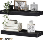 QEEIG Bathroom Floating Shelves for Wall (Black, Set of 2, 15.7") by QEEIG