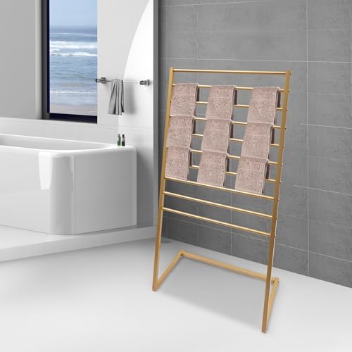 Scarf Organizer, Metal Hijab Organizer, 10 Tier Scarf Holder Hanger for Multiple Scarves, Freestanding Hijab Stand Belt Pants Hanging Rack for Home, Commercial, Clothing Store (Gold, 80cm) - Image 4